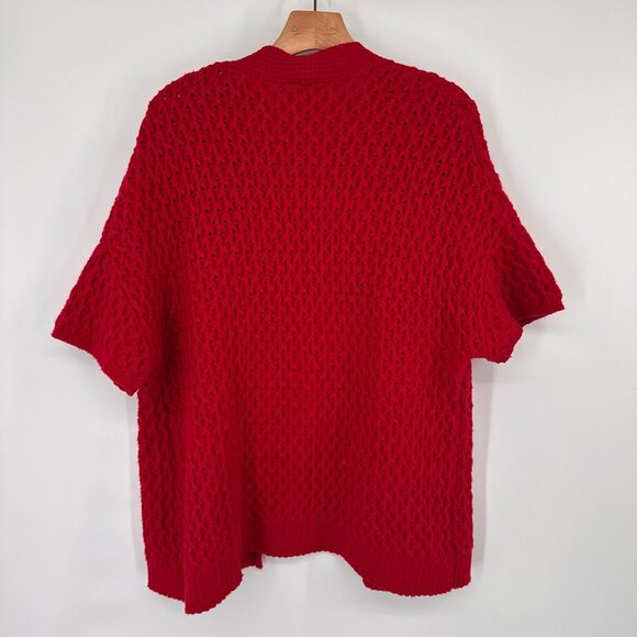 Coldwater Creek Womens Open textured Cardigan Sweater Red size 1X Wool Cotton - Picture 10 of 12